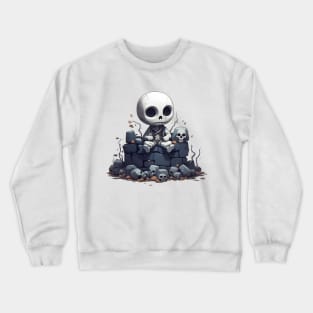 Cute preppy skeleton sitting on the wall Crewneck Sweatshirt